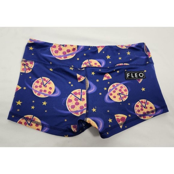 FLEO Women's Sz. M Pizza Planet Low Rise Contour Workout Shorts - Picture 3 of 4